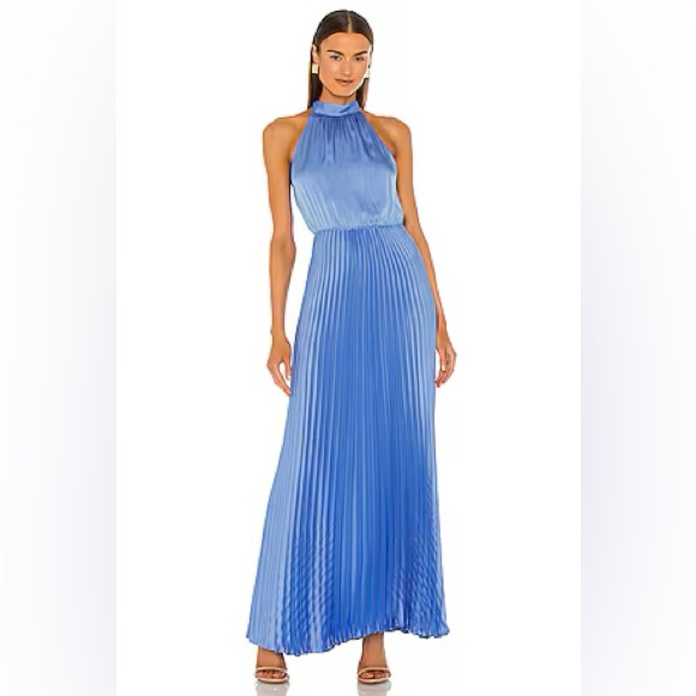 BCBGMAXAZRIA Women's Pleat Halter Gown / Maxi Dress